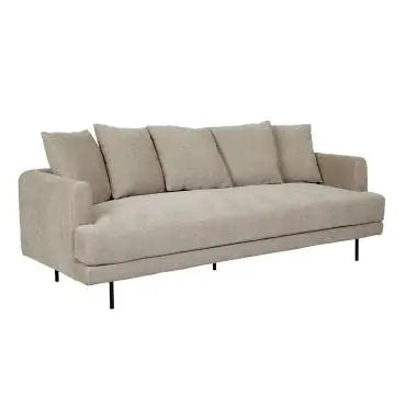  Vittoria Giselle Modern 3 Seater Sofa - Copeland Birch - Black Metal